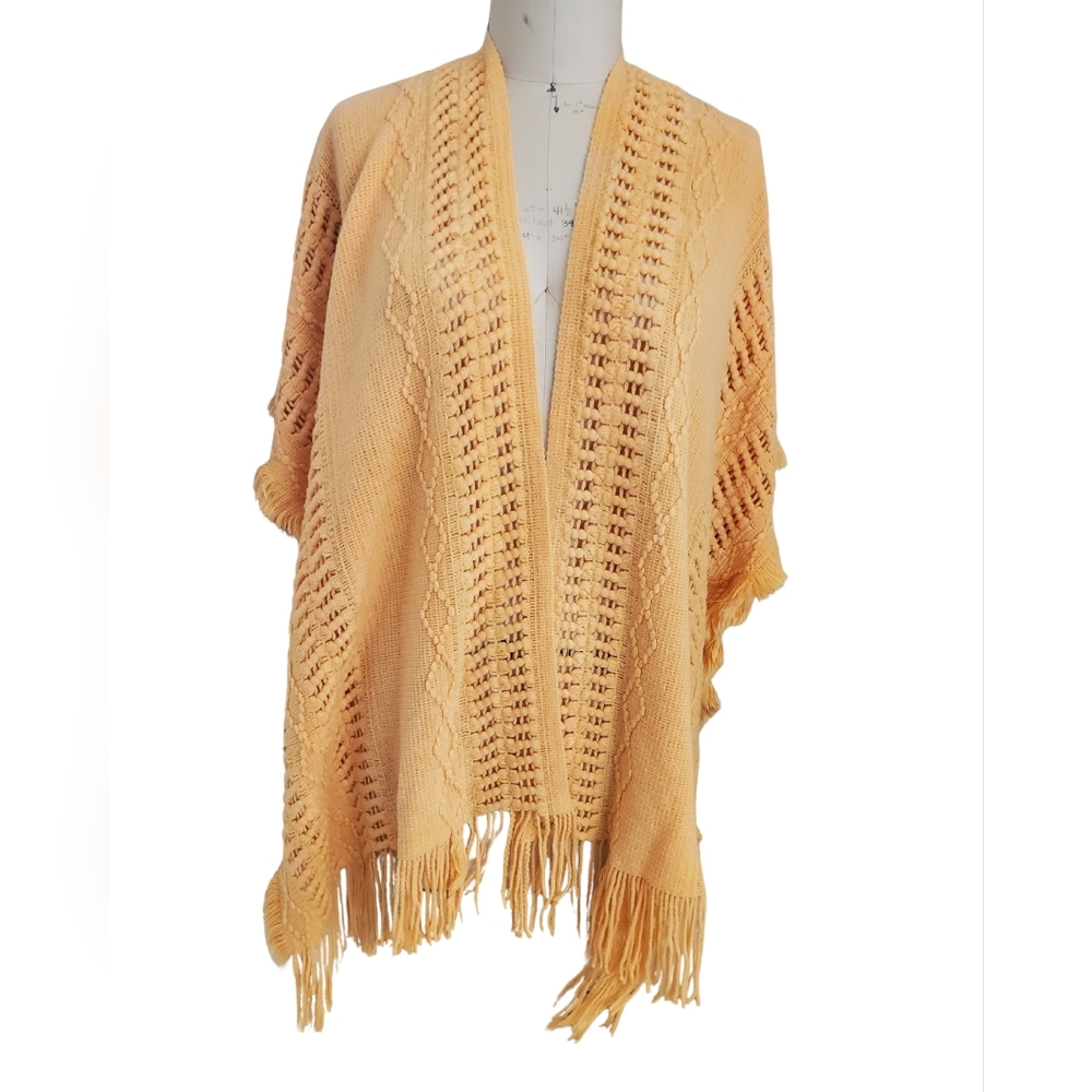 Antthony Women's Cozy Knit Fringe Poncho - Orange - OS - Picture 3 of 9